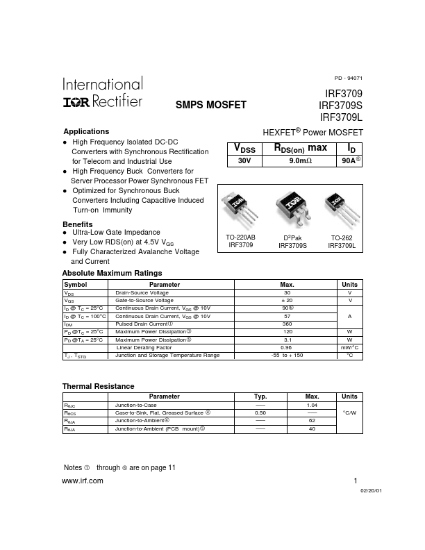 IRF3709L International Rectifier