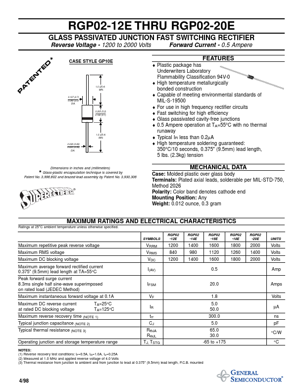 RGP02-14E General Semiconductor