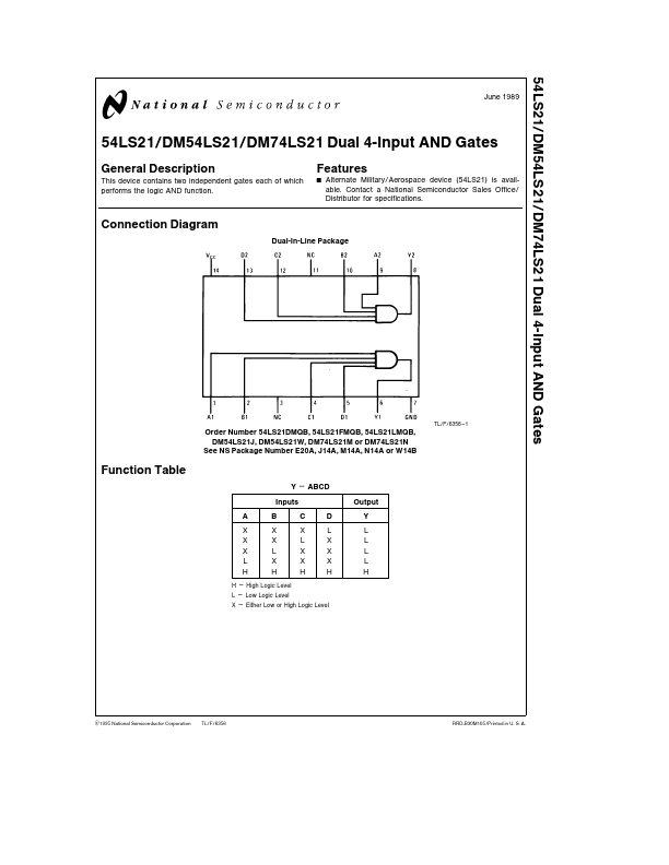 DM74LS21 National Semiconductor