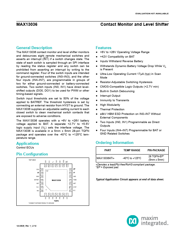 MAX13036 Maxim Integrated Products