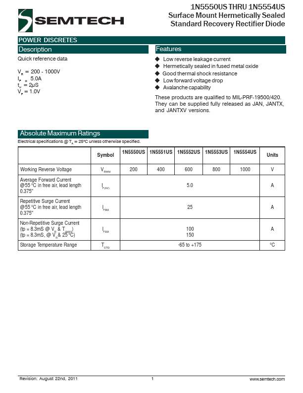 1N5550US Semtech