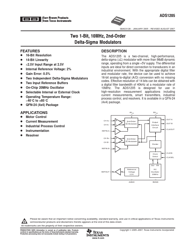 <?=ADS1205?> डेटा पत्रक पीडीएफ