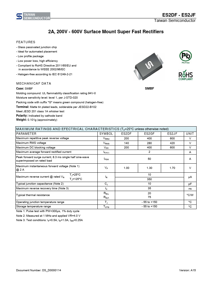 ES2DF Taiwan Semiconductor