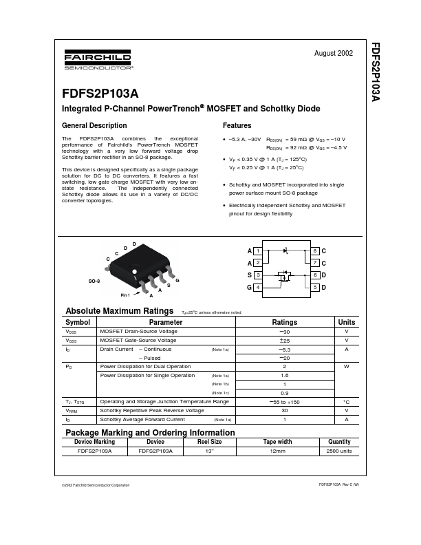 FDFS2P103A Fairchild Semiconductor