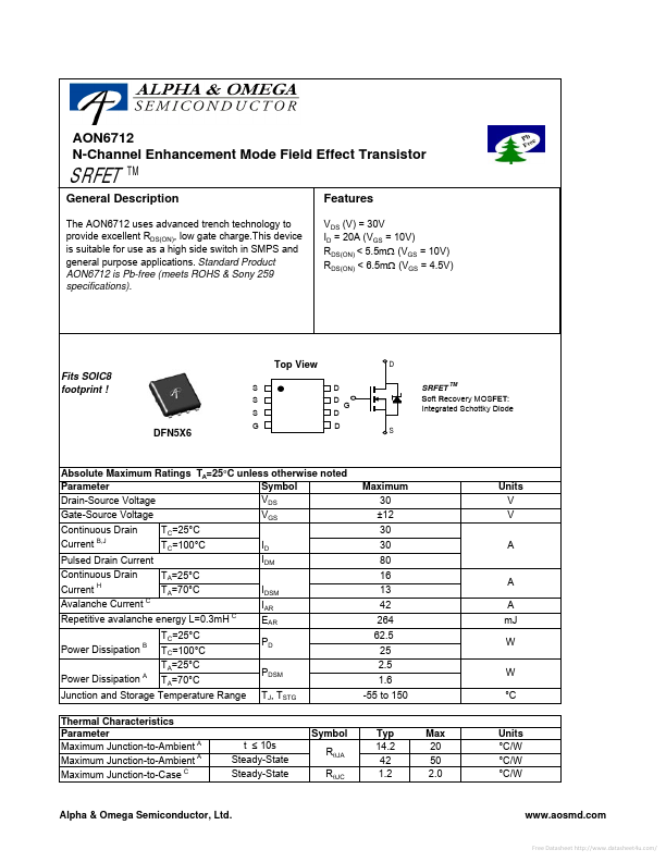 AON6712 Alpha & Omega Semiconductors