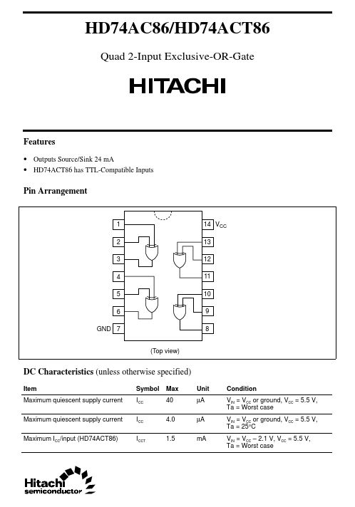 <?=HD74AC86?> डेटा पत्रक पीडीएफ