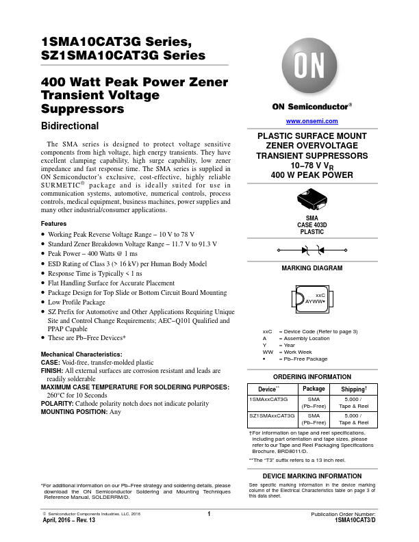 1SMA70CAT3G ON Semiconductor