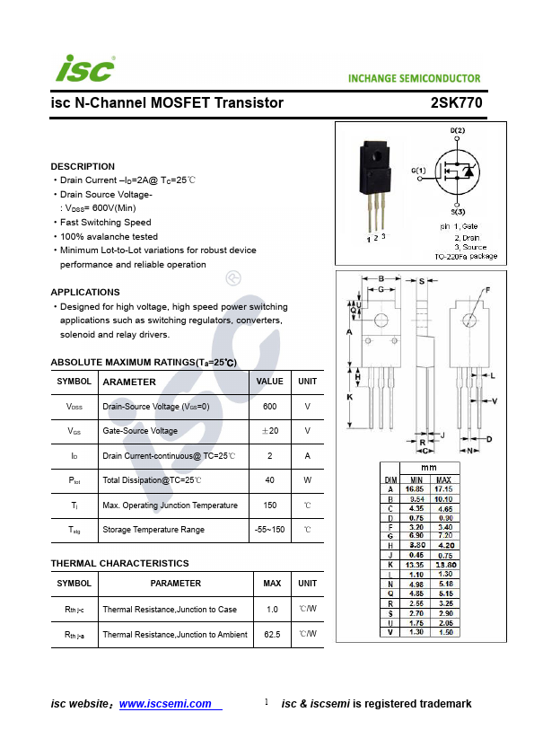 2SK770 Inchange Semiconductor