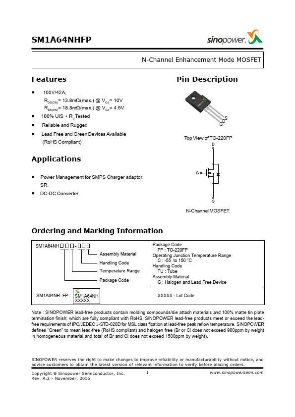 SM1A64NHFP Sinopower