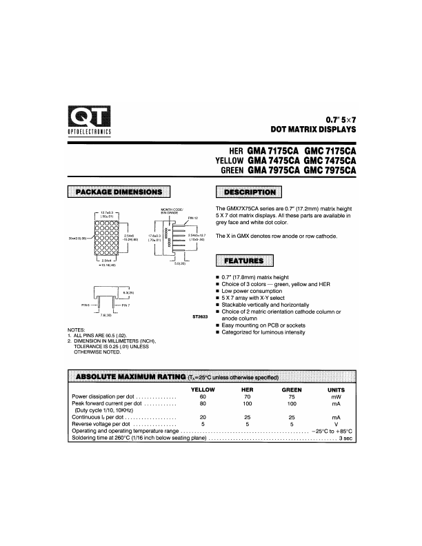 GMC7475CA QT Optoelectronics