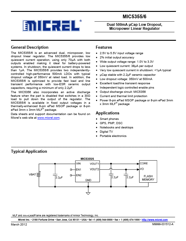 MIC5355 Micrel Semiconductor