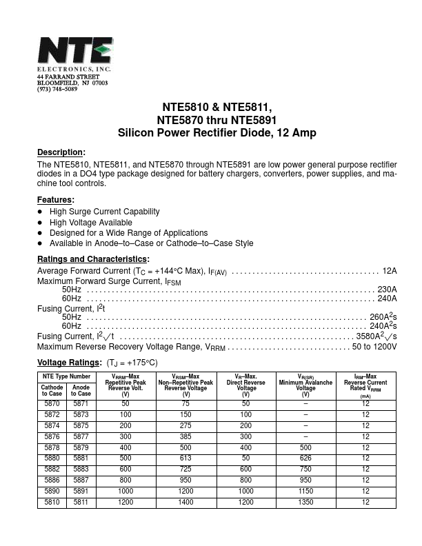 NTE5891 NTE Electronics