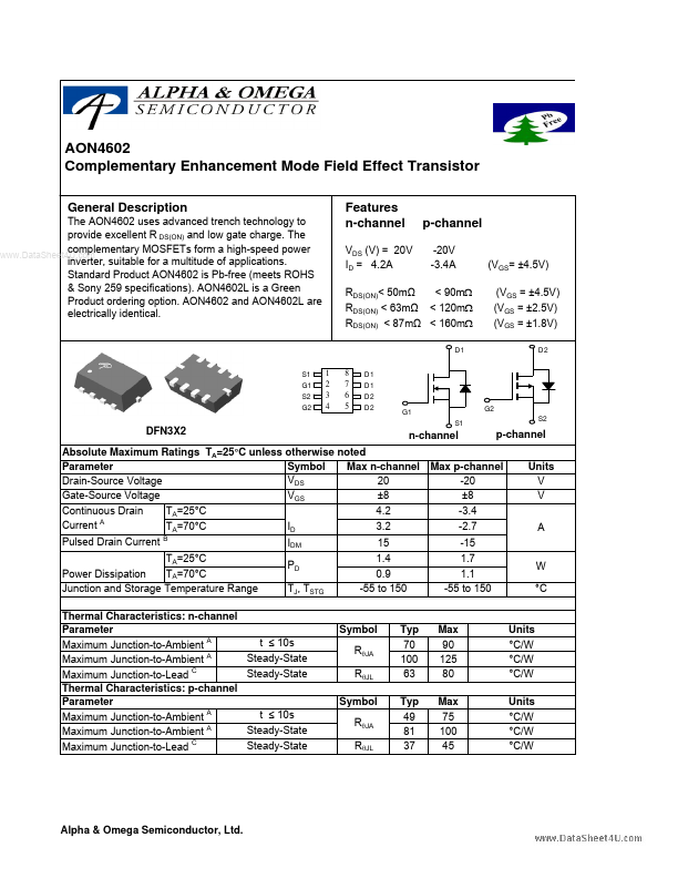 AON4602 Alpha & Omega Semiconductors