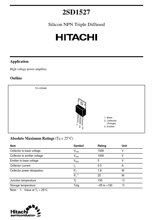 2SD1527 Hitachi Semiconductor
