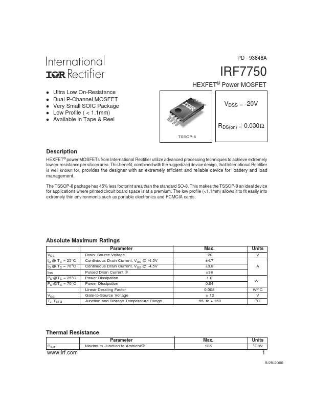 IRF7750 International Rectifier