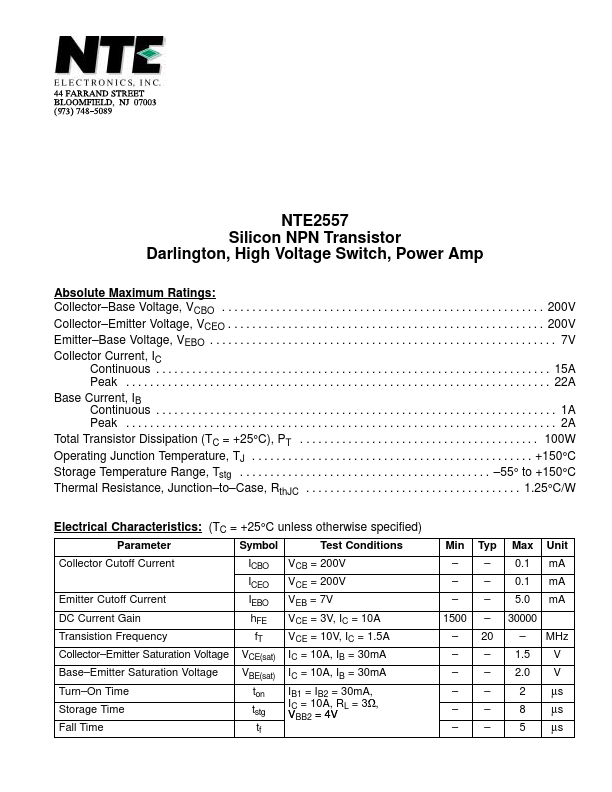 <?=NTE2557?> डेटा पत्रक पीडीएफ