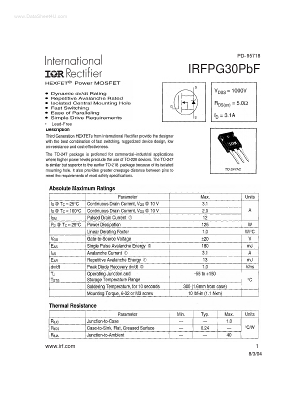 IRFPG30PBF International Rectifier