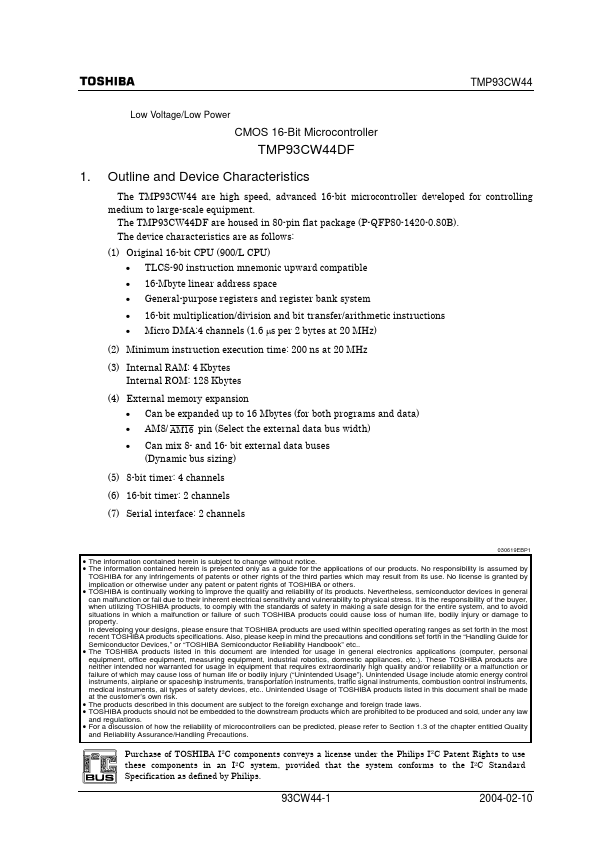 TMP93CW44 Toshiba Semiconductor