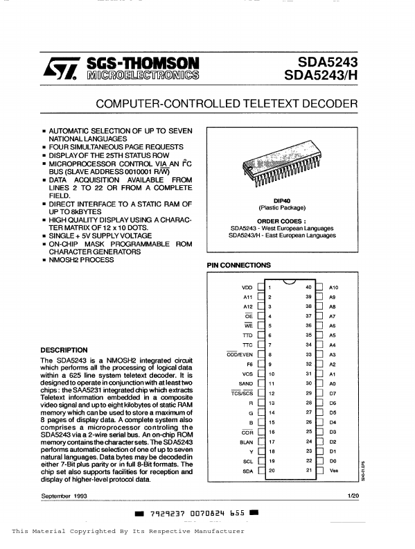 SDA5243H ST Microelectronics