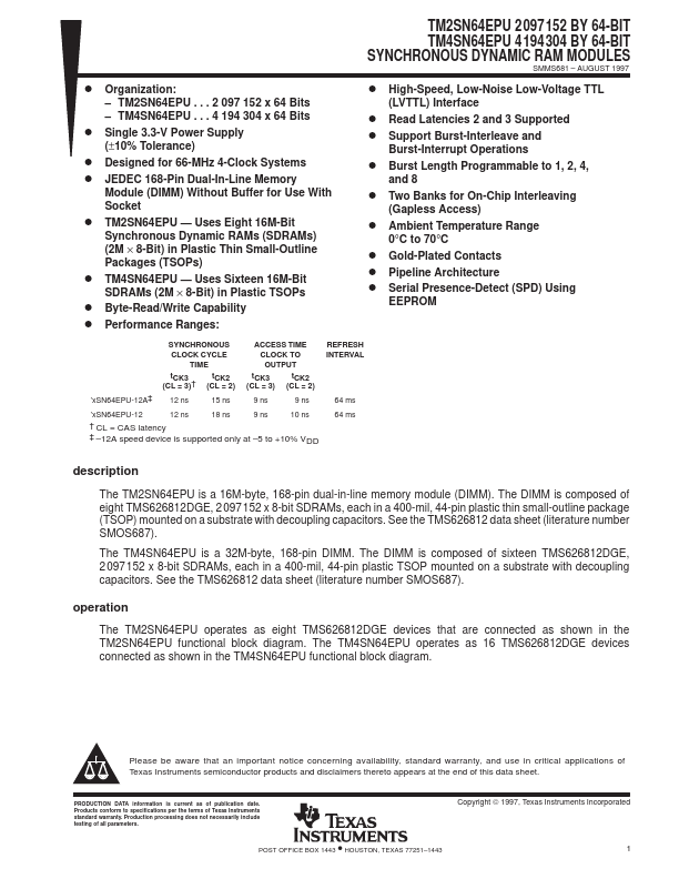 TM4SN64EPU Texas Instruments