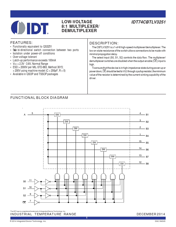IDT74CBTLV3251 Integrated Device Tech