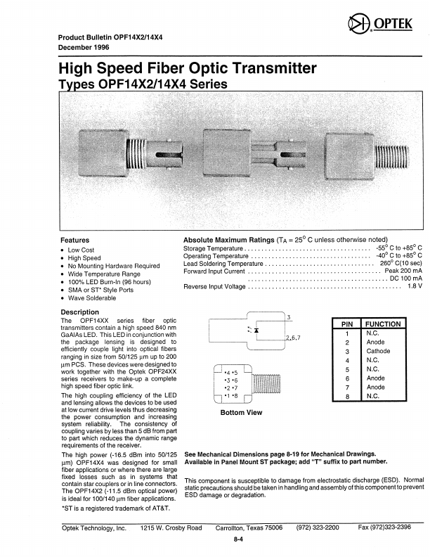 OPF1402 OPTEK Technologies