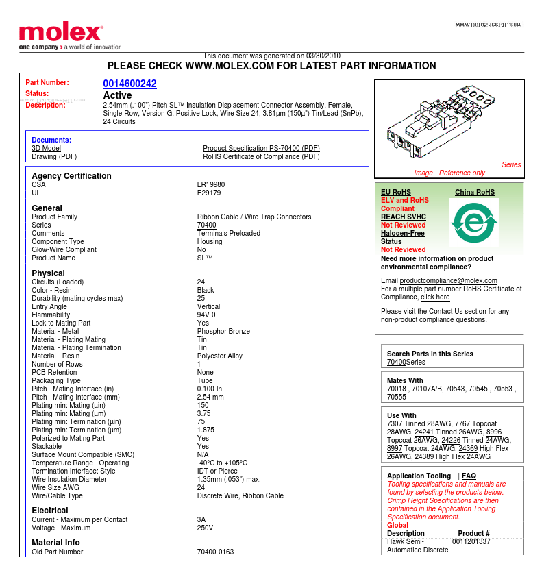 70400-0163 Molex Electronics