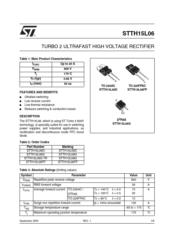 STTH15L06FP ST Microelectronics