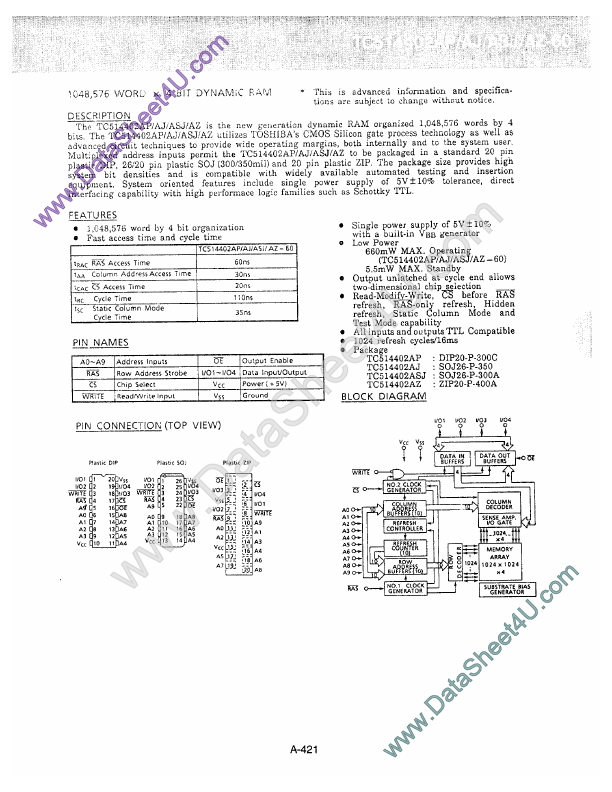 <?=TC514402ASJ-60?> डेटा पत्रक पीडीएफ