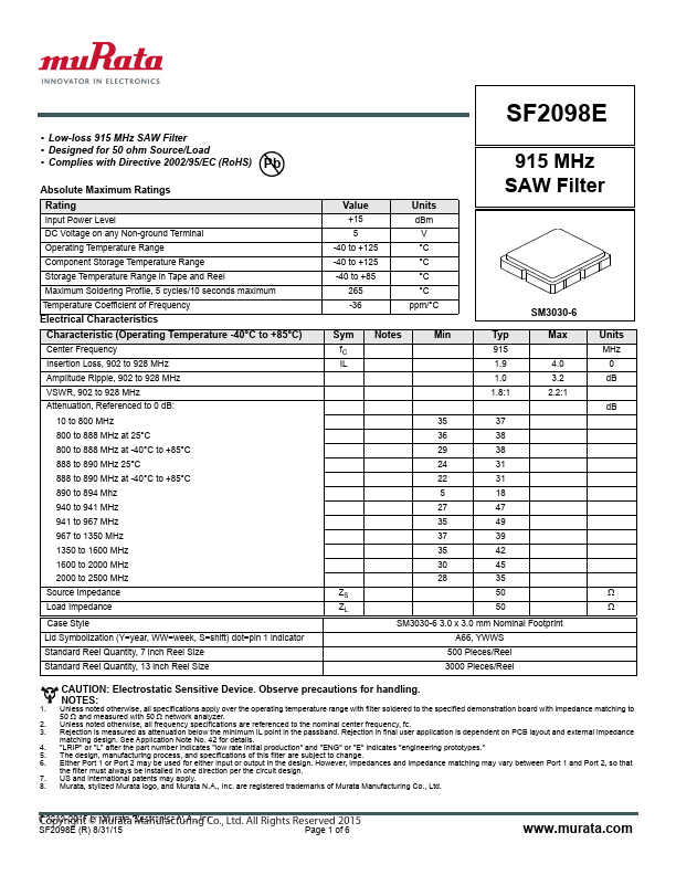 <?=SF2098E?> डेटा पत्रक पीडीएफ