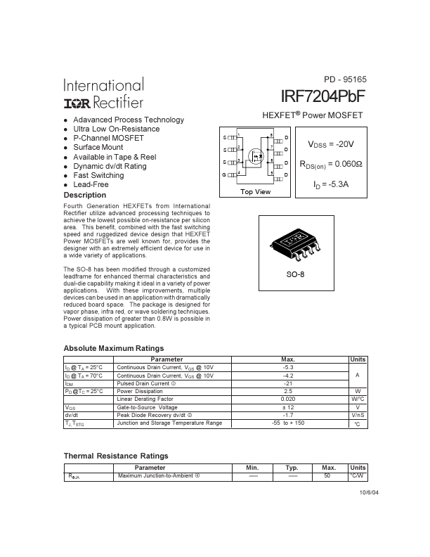 <?=IRF7204PBF?> डेटा पत्रक पीडीएफ