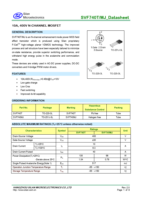 SVF740MJ Silan Microelectronics