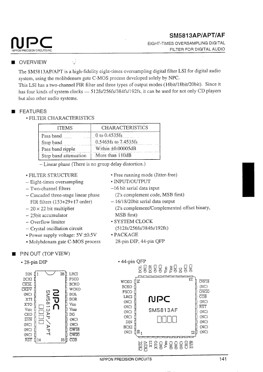 SM5813AF Nippon Precision Circuits Inc