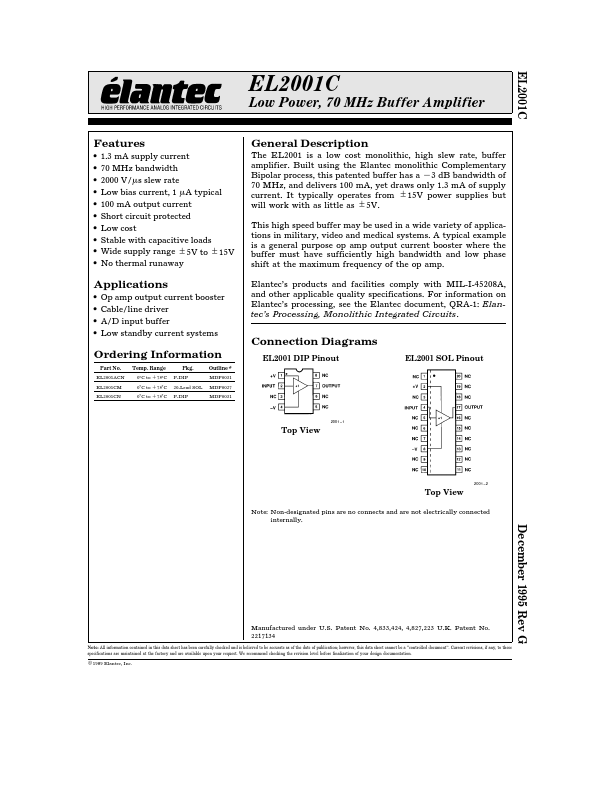 <?=EL2001C?> डेटा पत्रक पीडीएफ