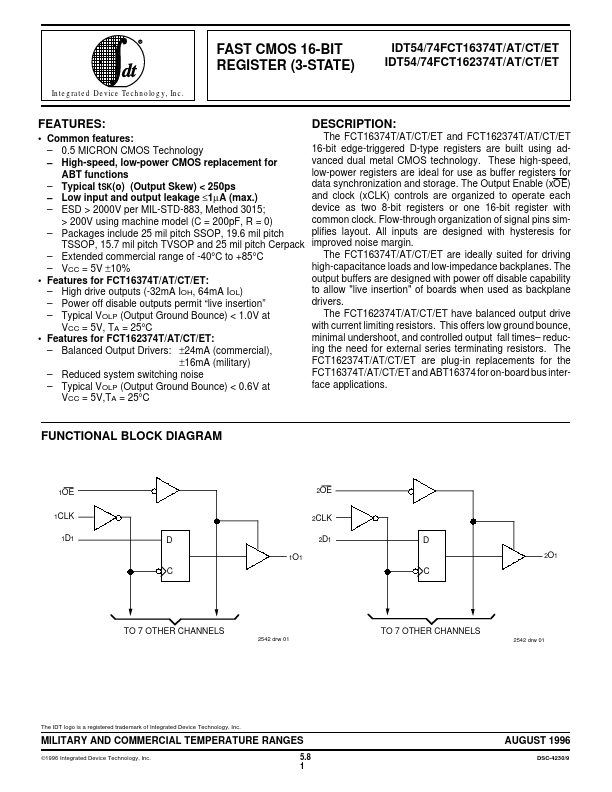 IDT54FCT162374AT Integrated Device