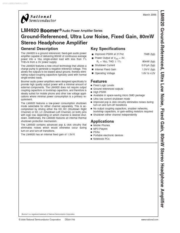 LM4920 National Semiconductor