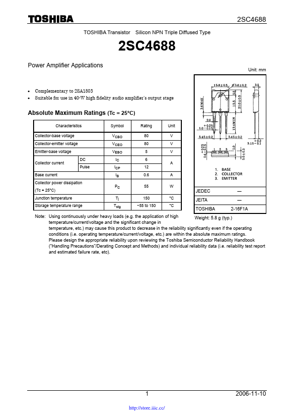 C4688 Toshiba Semiconductor