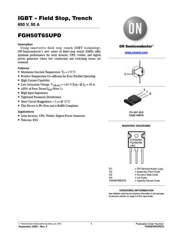 FGH50T65UPD ON Semiconductor