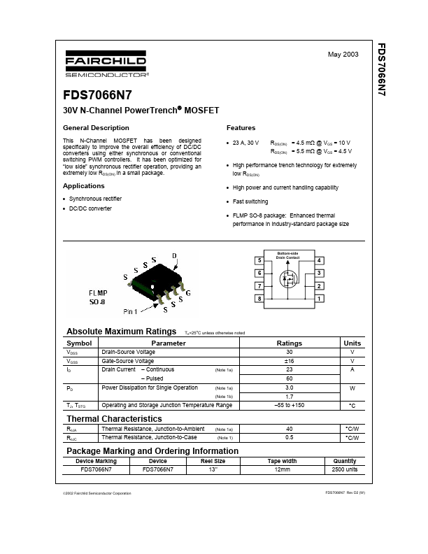 <?=FDS7066N7?> डेटा पत्रक पीडीएफ