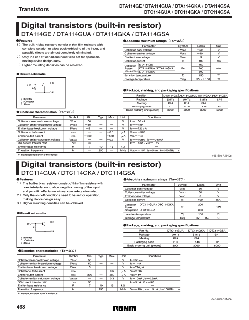 <?=DTA114GKA?> डेटा पत्रक पीडीएफ