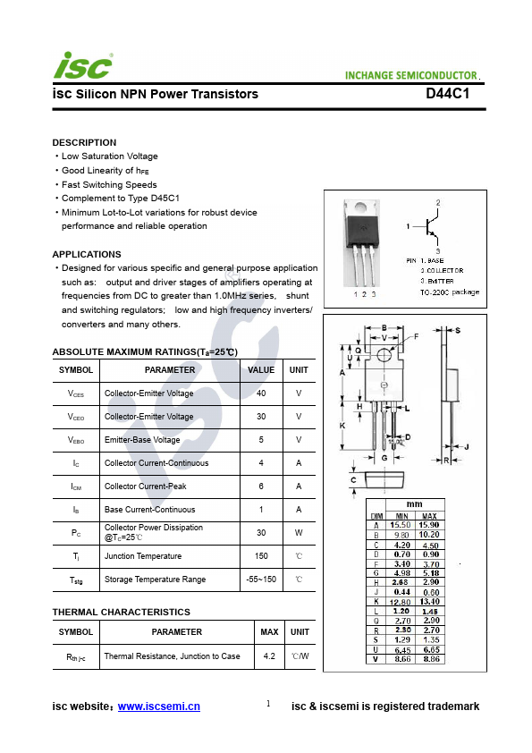 D44C1 Inchange Semiconductor