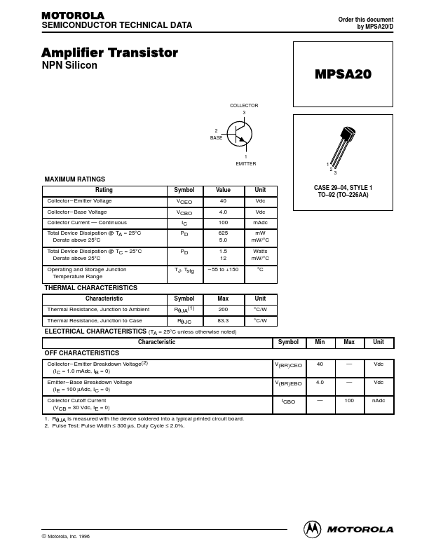 MPSA20 Motorola