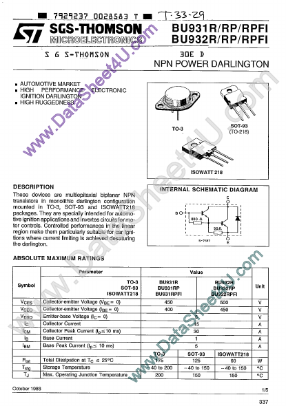 BU932RPFI ST Microelectronics