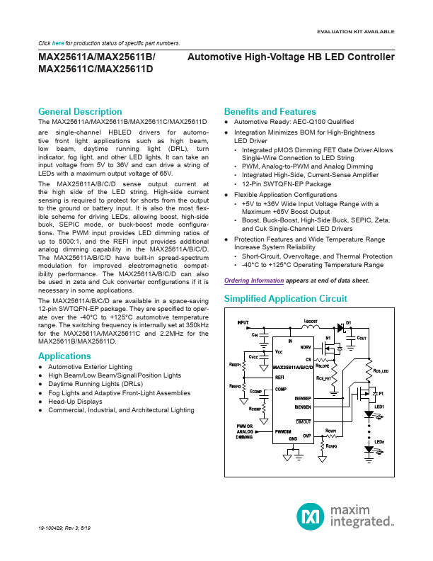 MAX25611D Maxim Integrated