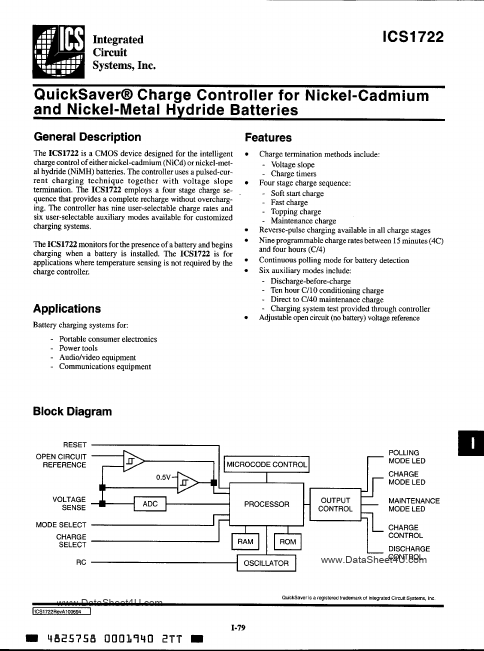 ICS1722 Integrated Circuit Systems