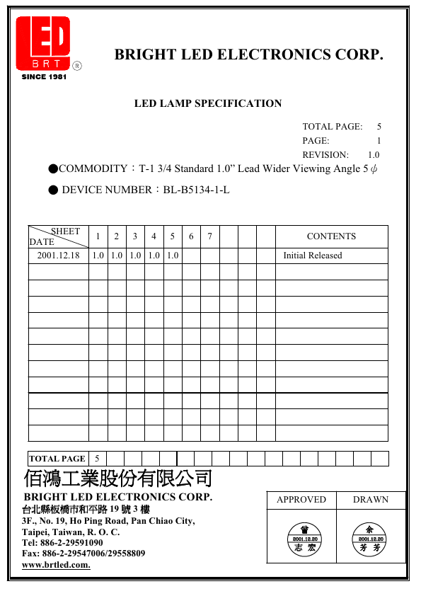 BL-B5134-1-L BRIGHT LED ELECTRONICS